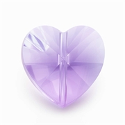 Vedhæng hjerte af facetteret glas. 14 mm. Lys Amethyst